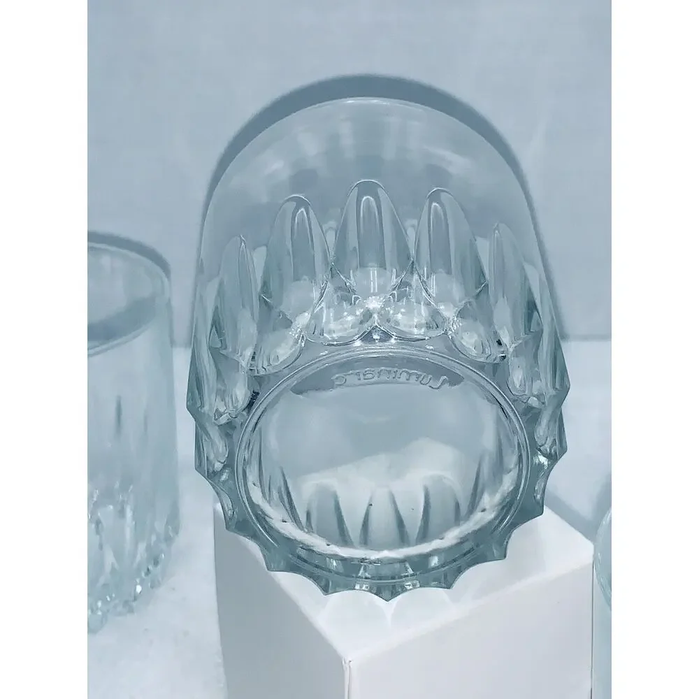 Lot of 4 Luminarc Clear Glass Rocks Double Old Fashion Glasses Turkey Sparkling